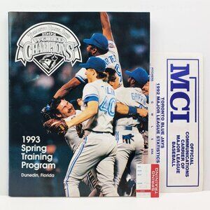Toronto Blue Jays Vintage Program 1993 Spring Training 90s MLB w/ Ticket Stub